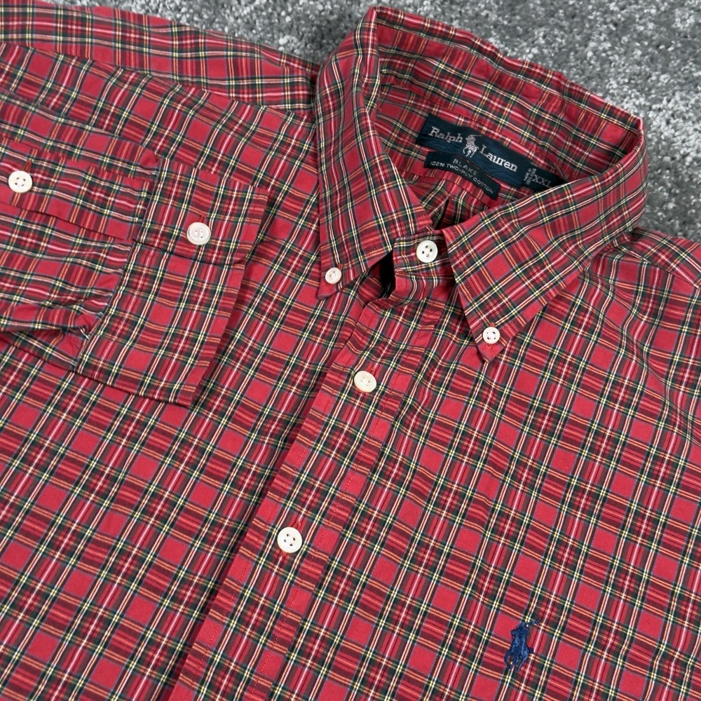 Ralph Lauren Shirt Men's XXL Red Button Down Up Blue Pony Blake Oxford